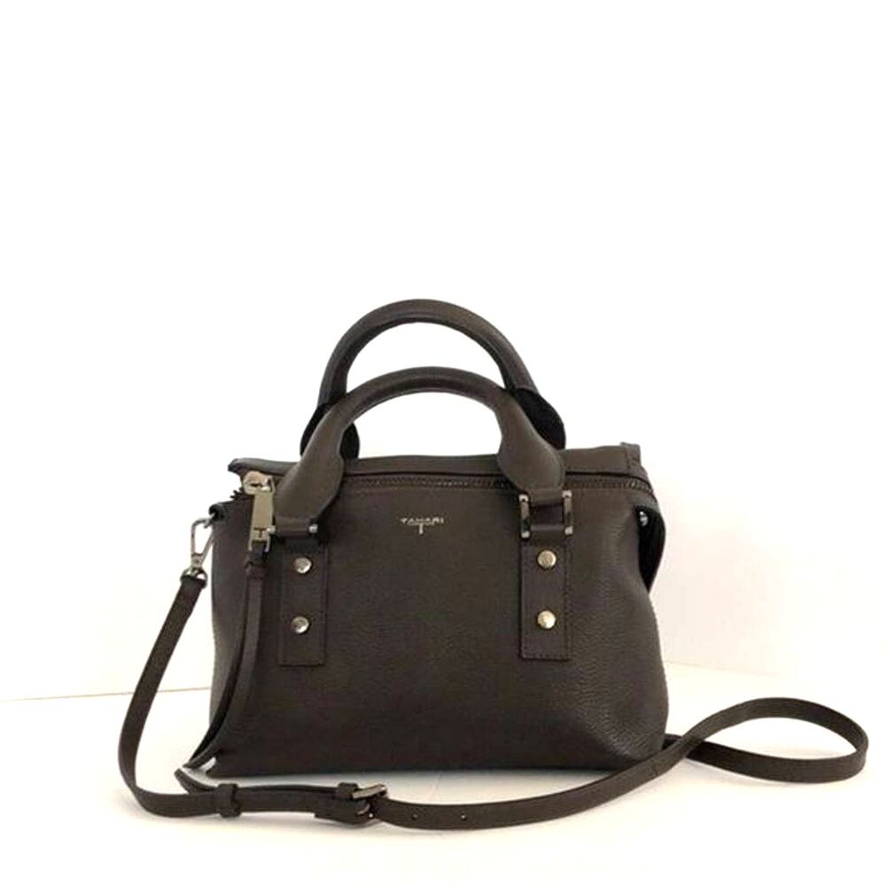 Tahari Rachel Mini Top Handle Satchel Crossbody Leather Brown